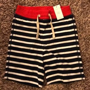 Striped shorts with red band